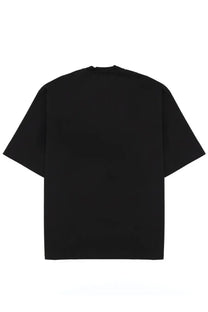 Dolce &amp; Gabbana men’s black oversized short-sleeved t-shirt with relaxed fit and crew neckline