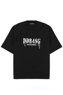 Dolce and gabbana men’s black t-shirt with white dripping lettering design featuring a bold print