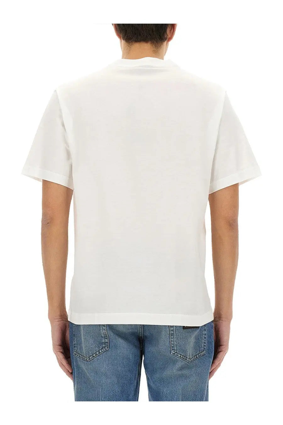 Dolce &amp; Gabbana men’s white cotton t-shirt with simple crew neck and short sleeves front view