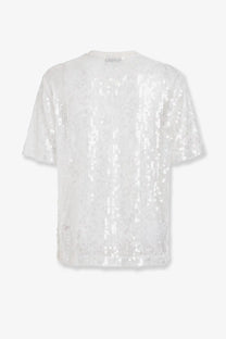 Dolce &amp; Gabbana men’s white short-sleeved shirt with white sequined fabric and subtle shimmering texture