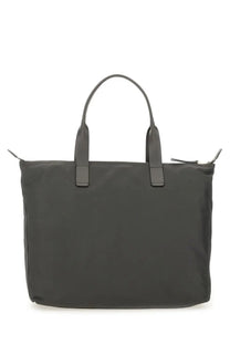 Dolce &amp; gabbana men’s shopping bag adamo grey dark gray nylon tote with black leather handles and zipper pulls