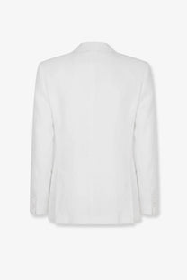 Dolce &amp; Gabbana men’s Sicilia single breasted white linen blazer with classic tailored fit and subtle texture