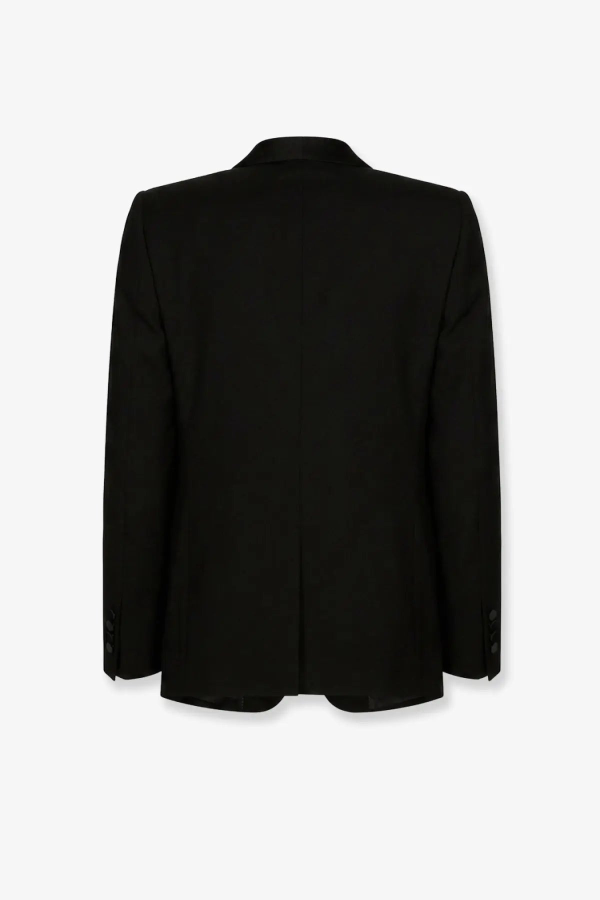 Dolce &amp; Gabbana men’s Sicilia stretch wool tuxedo blazer black with a sleek structured silhouette and subtle texture