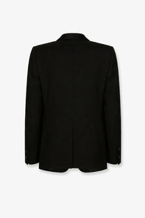 Dolce &amp; Gabbana men’s Sicilia stretch wool tuxedo blazer black with a sleek structured silhouette and subtle texture