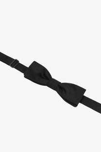 Dolce &amp; Gabbana men’s silk bow tie in black satin with a sleek classic design and adjustable strap