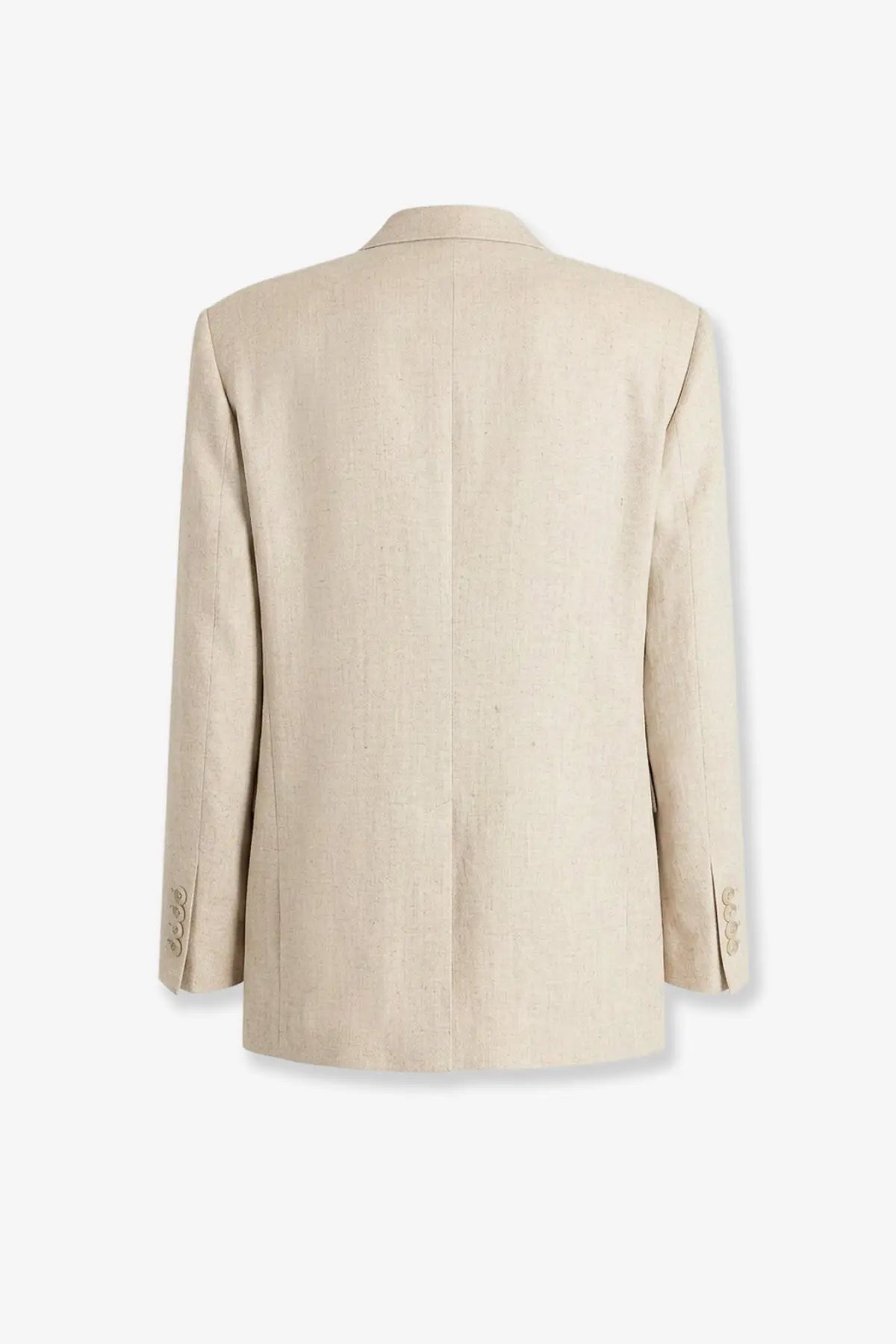 Dolce &amp; Gabbana men’s beige silk and linen blazer with classic tailored fit and subtle texture