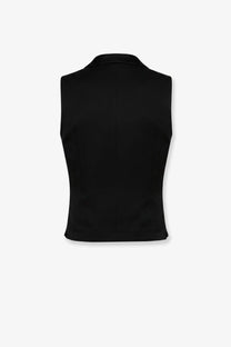 Dolce &amp; Gabbana men’s black single breasted gabardine vest with tailored fit and subtle sheen