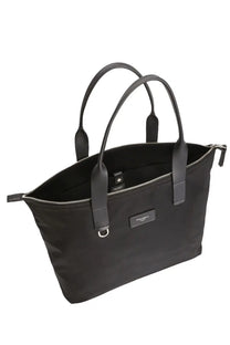 Dolce &amp; Gabbana men’s small Adamo black nylon tote bag with leather handles and minimalist logo plaque
