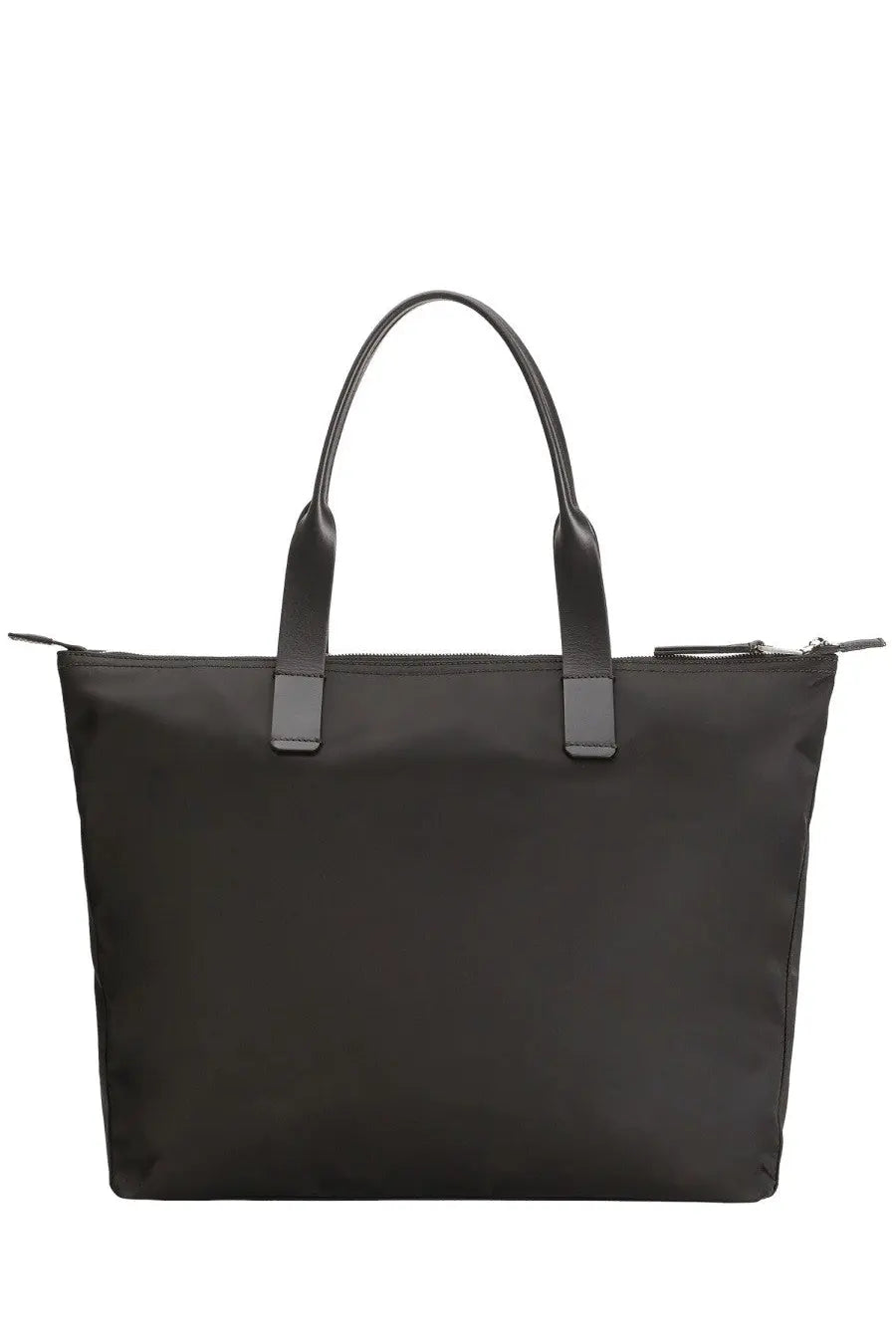 Dolce &amp; Gabbana men’s small adamo black nylon tote bag with black leather handles and zipper pulls