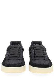 Dolce &amp; Gabbana men’s sneaker black in black suede and mesh with cream-colored rubber sole