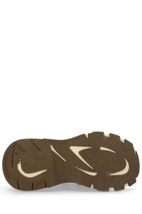 Dolce &amp; Gabbana men’s sneaker sole in brown rubber with cream nike swoosh accents and textured tread from the back side
