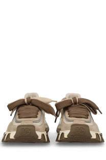 Dolce &amp; Gabbana men’s sneaker dg country road beige chunky sneaker in beige and brown suede and leather with rubber sole