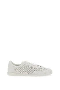 Dolce &amp; gabbana men’s sneaker saint tropez white leather with perforated detailing and matching laces