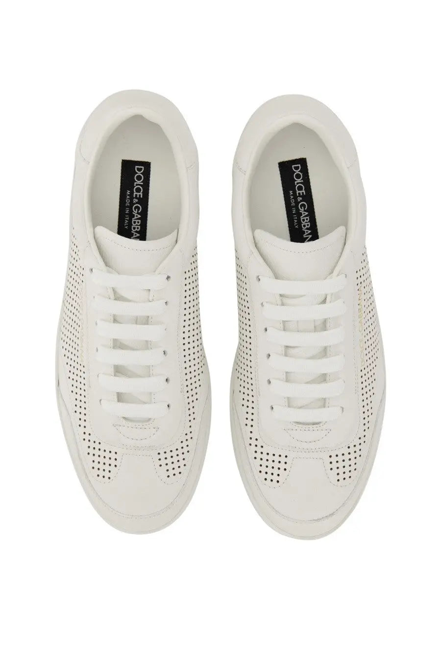 Dolce &amp; Gabbana men’s sneaker Saint Tropez white white perforated leather low-top sneaker for casual wear