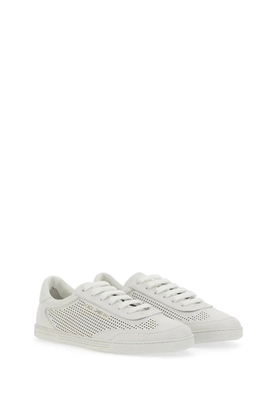 Dolce &amp; Gabbana men’s sneaker Saint Tropez white perforated leather with minimalist design and subtle side branding