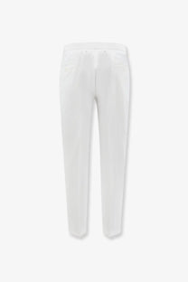 White tailored dolce and gabbana men’s stretch cotton trousers with sleek straight-leg cut and subtle back pleats visible