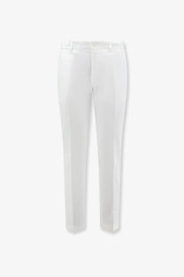 Dolce &amp; Gabbana men’s white stretch cotton tailored trousers with a sleek straight-leg cut and subtle front creasing