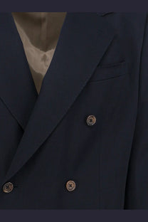 Dolce &amp; Gabbana men’s navy blue double-breasted blazer with metallic buttons made from stretch virgin wool