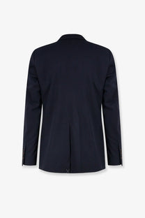Dolce &amp; Gabbana men’s navy blue tailored blazer in stretch virgin wool with subtle seam detailing and a modern cut
