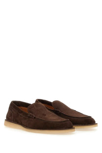 Dolce &amp; gabbana men’s beige suede loafers with classic moccasin design and light rubber soles