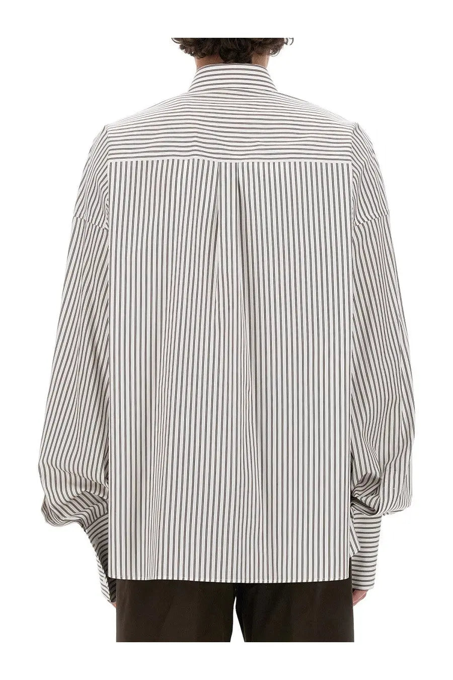 Dolce &amp; gabbana men’s super over long-sleeved relaxed-fit shirt with black and white vertical stripes