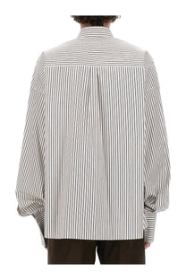 Dolce &amp; gabbana men’s super over long-sleeved relaxed-fit shirt with black and white vertical stripes