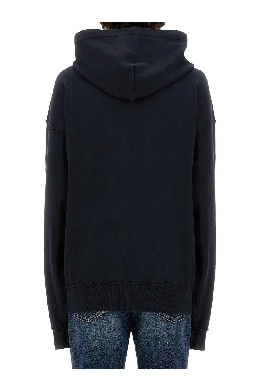 Dolce &amp; Gabbana men’s black hooded sweatshirt with relaxed fit and ribbed cuffs made from soft fabric