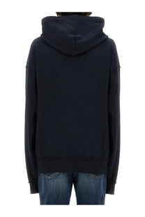 Dolce &amp; Gabbana men’s black hooded sweatshirt with relaxed fit and ribbed cuffs made from soft fabric
