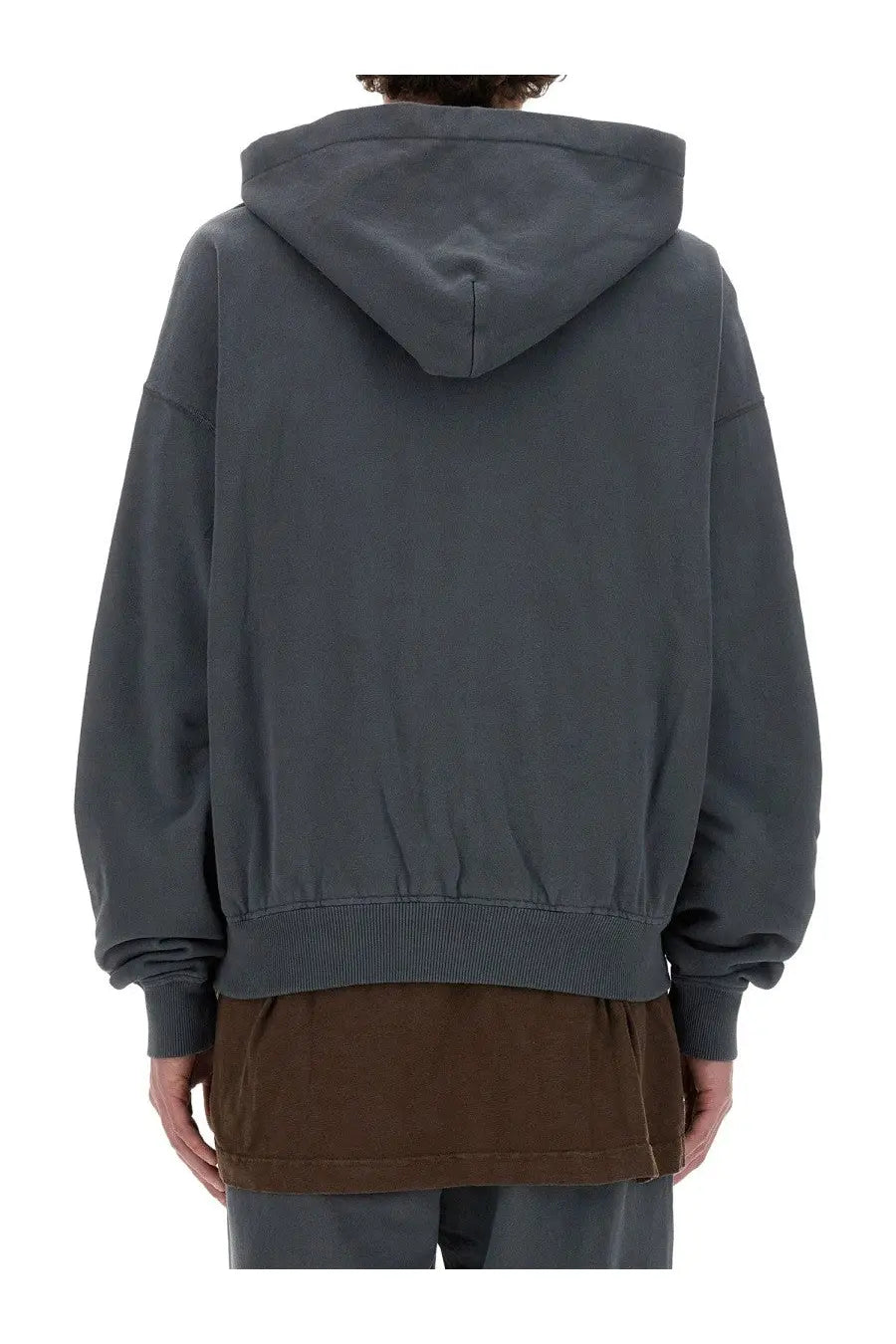 Dolce &amp; Gabbana men’s dark gray hooded sweatshirt with relaxed fit ribbed cuffs and hem front view