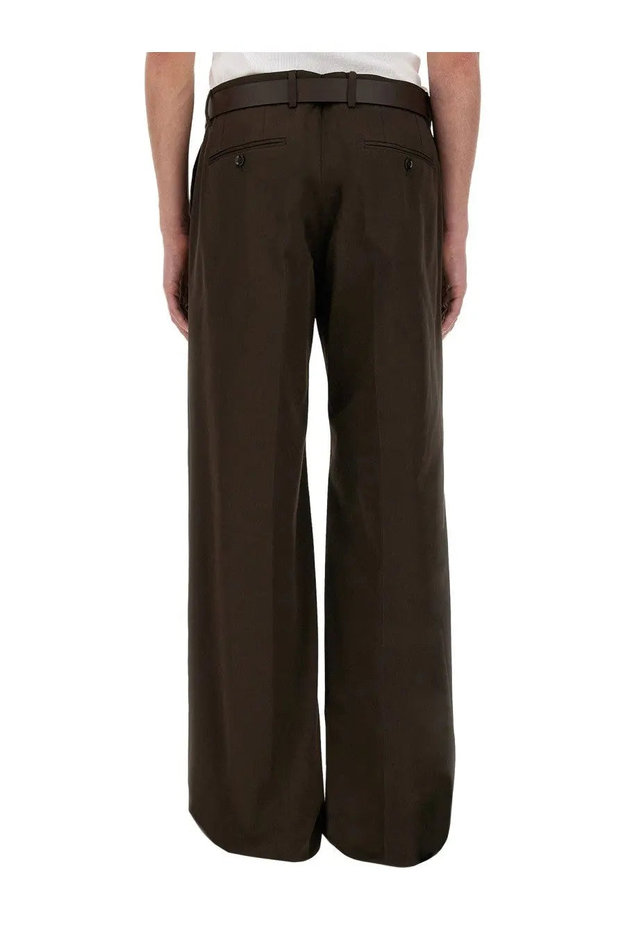 Dolce &amp; gabbana men’s tailored dark brown wide-leg trousers with sleek fit and subtle front pockets