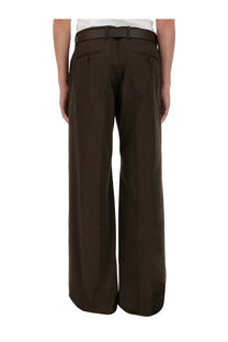 Dolce &amp; gabbana men’s tailored dark brown wide-leg trousers with sleek fit and subtle front pockets
