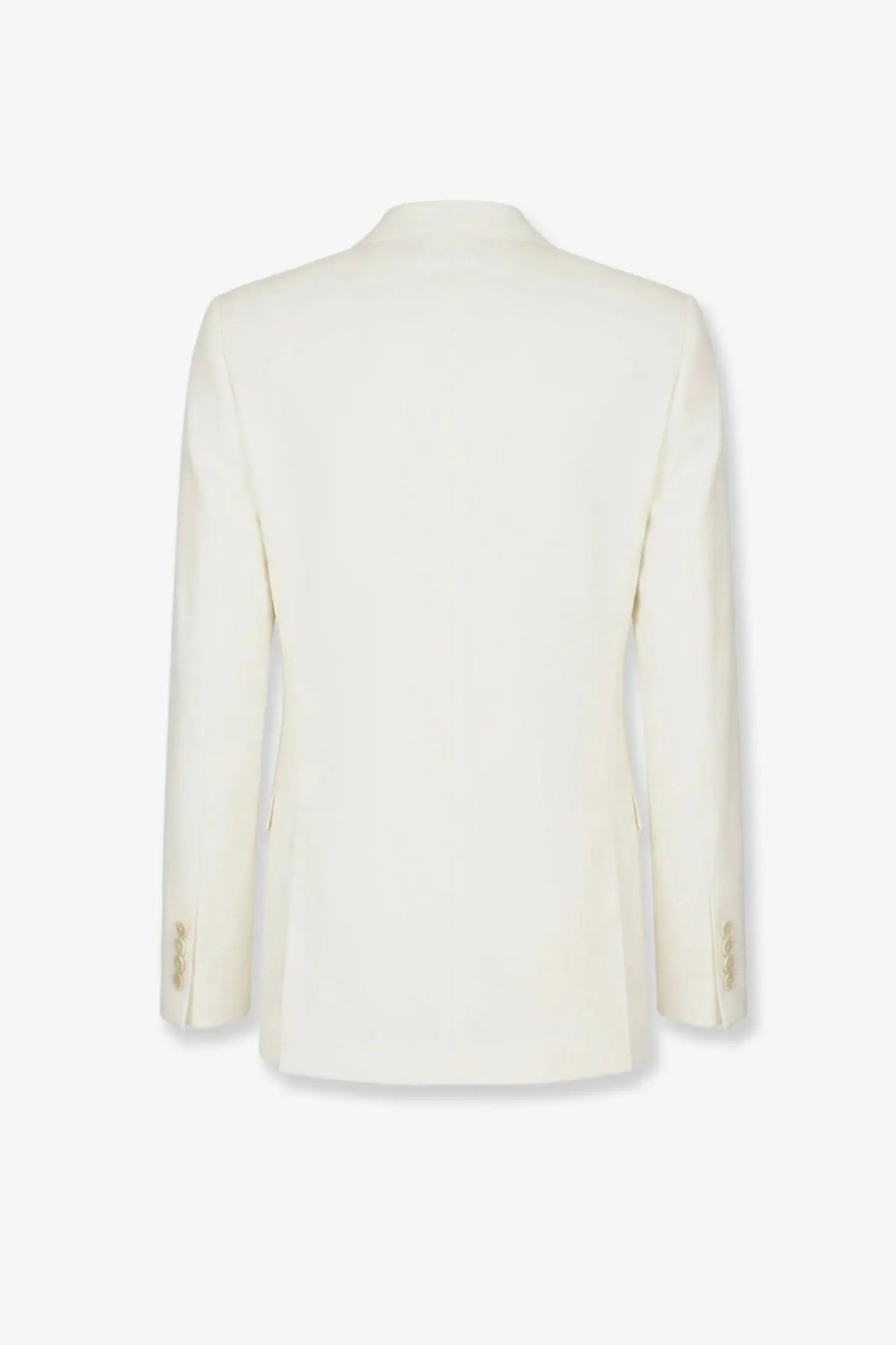 Cream-colored Dolce &amp; Gabbana men’s Taormina linen blazer with tailored silhouette and gold-toned cuff buttons