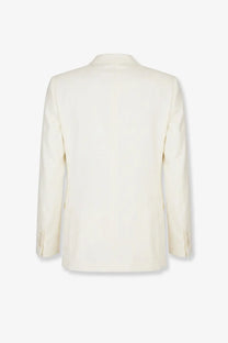 Dolce &amp; Gabbana men’s taormina cream-colored tailored linen blazer with classic fit and subtle texture