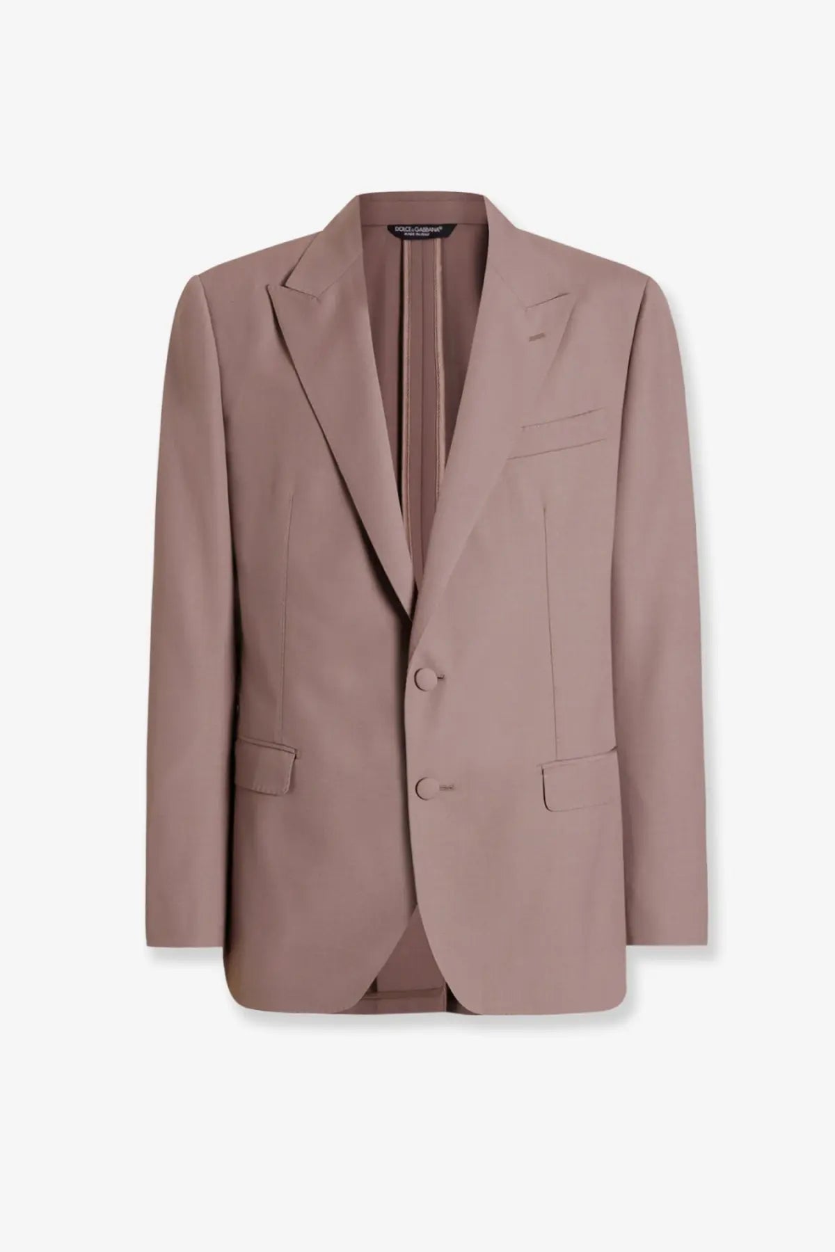Dolce &amp; Gabbana men’s tailored dusty rose blazer in virgin wool with notched lapels and two-button closure