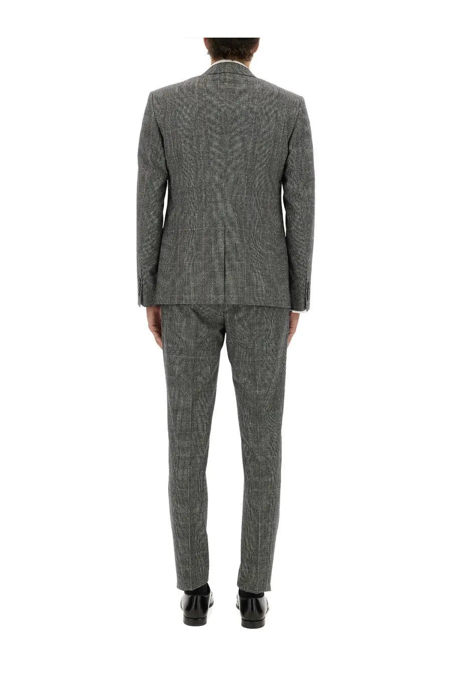 Dolce &amp; Gabbana men’s three piece suit in tailored gray and black checkered wool with a classic fit