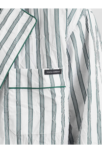 White and green vertically striped dolce and gabbana men’s vanity froissé fabric dressing gown shirt with chest pocket label