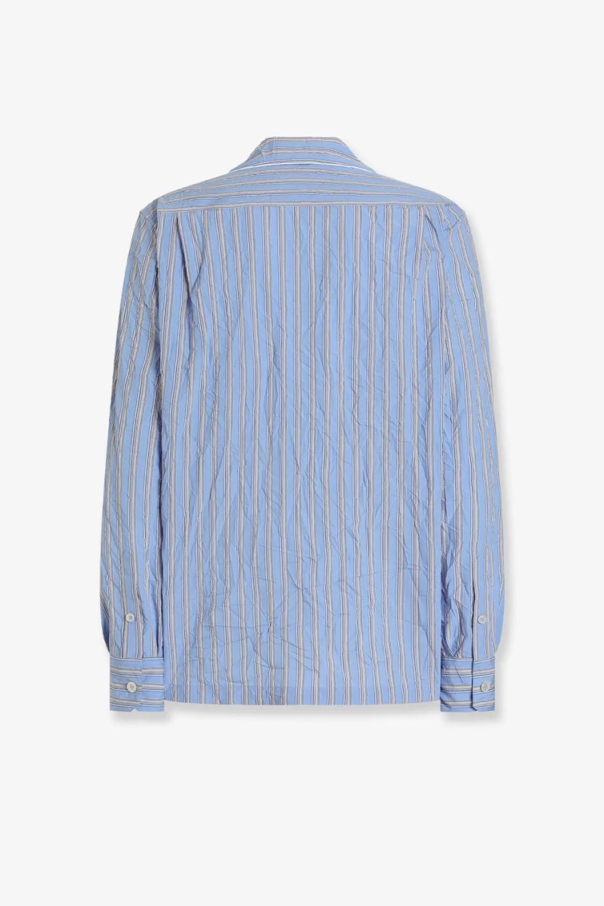 Dolce and gabbana men’s vanity pajamas froissé cotton shirt in light blue and white vertical stripes with textured weave