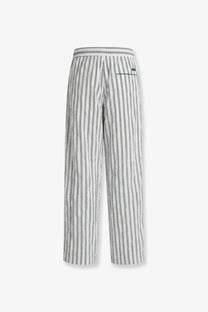 Dolce &amp; Gabbana men’s vanity pajamas froissé fabric trousers with white and gray vertical stripes and ribbed elastic waistband