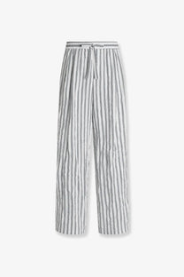 Dolce gabbana men’s vanity pajamas froissé fabric trousers in white and gray vertical stripes with drawstring waistband