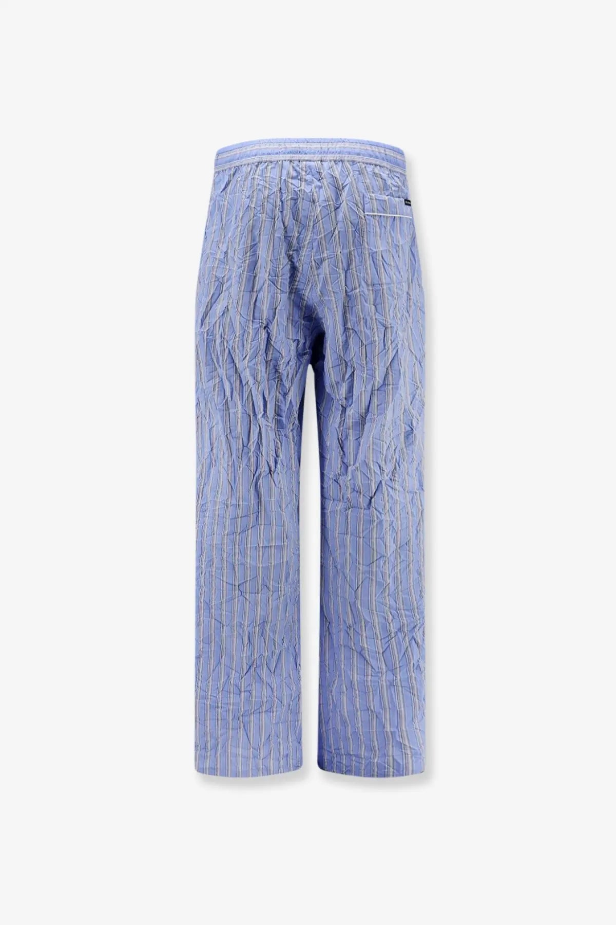 Dolce &amp; gabbana men’s vanity pajamas froissé poplin trousers in light blue striped crinkled textured fabric with elastic waistband