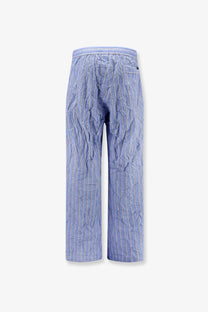 Dolce &amp; gabbana men’s vanity pajamas froissé poplin trousers in light blue striped crinkled textured fabric with elastic waistband