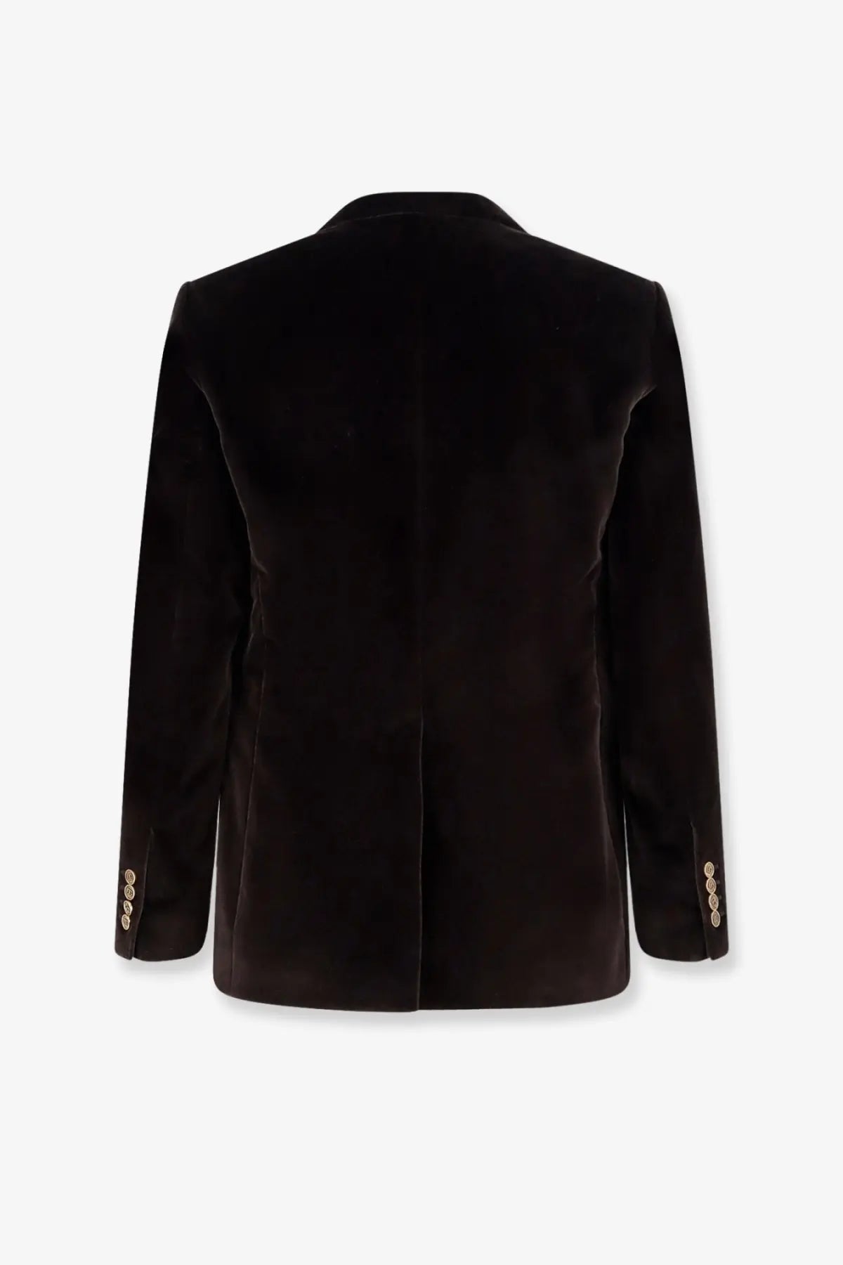 Dolce &amp; Gabbana men’s black velvet blazer with gold-tone button details on the cuffs for formal wear
