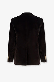Dolce &amp; Gabbana men’s black velvet blazer with gold-tone button details on the cuffs for formal wear