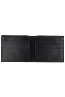 Dolce &amp; Gabbana men’s black leather wallet with multiple card slots and a subtle embossed logo on the right side