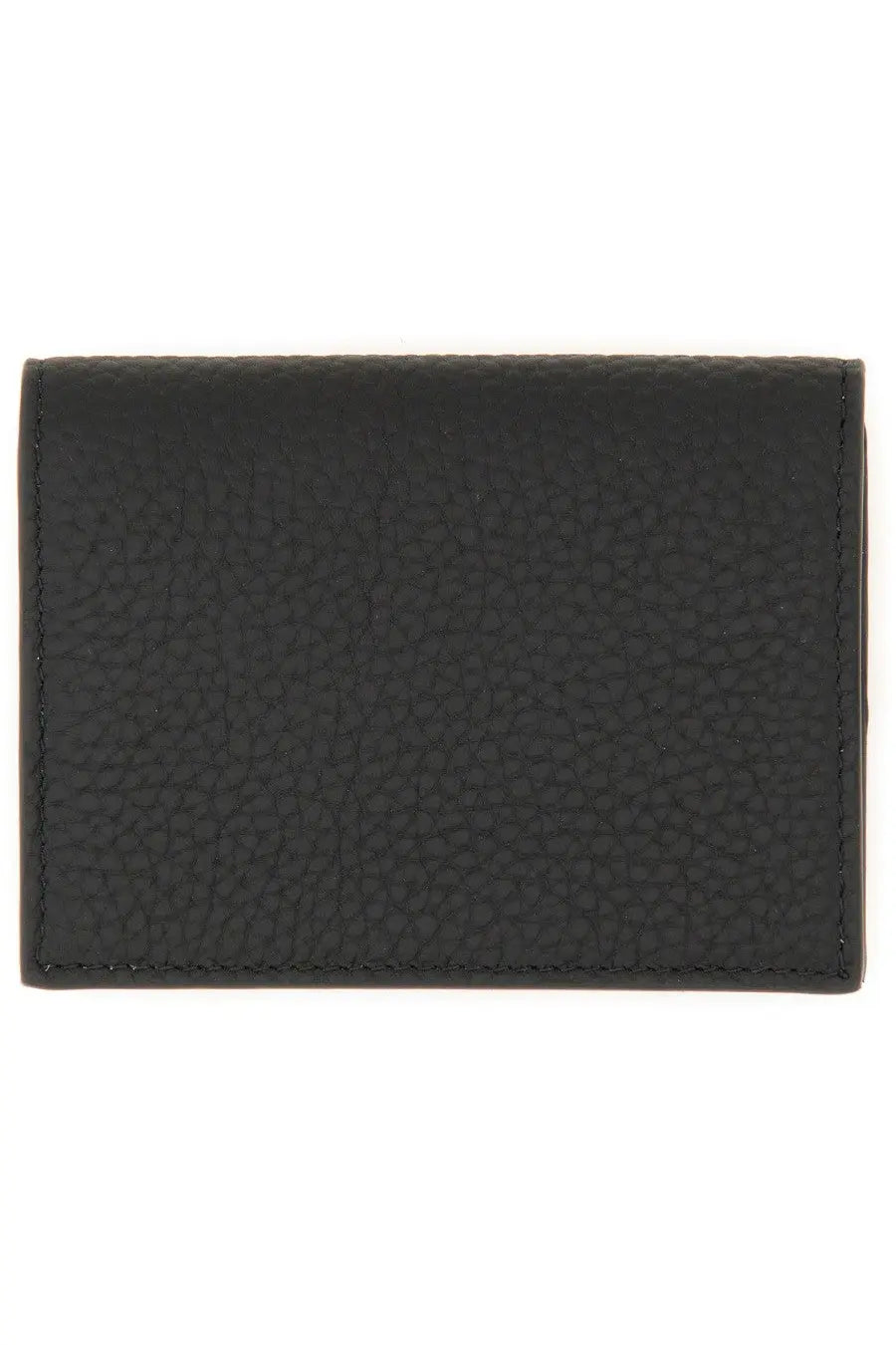 Dolce &amp; Gabbana men’s wallet black textured leather card case with visible stitching along the edges
