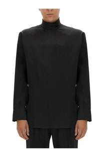 Dolce &amp; Gabbana men’s wide turtleneck black long-sleeved shirt with sleek minimalist design in soft fabric