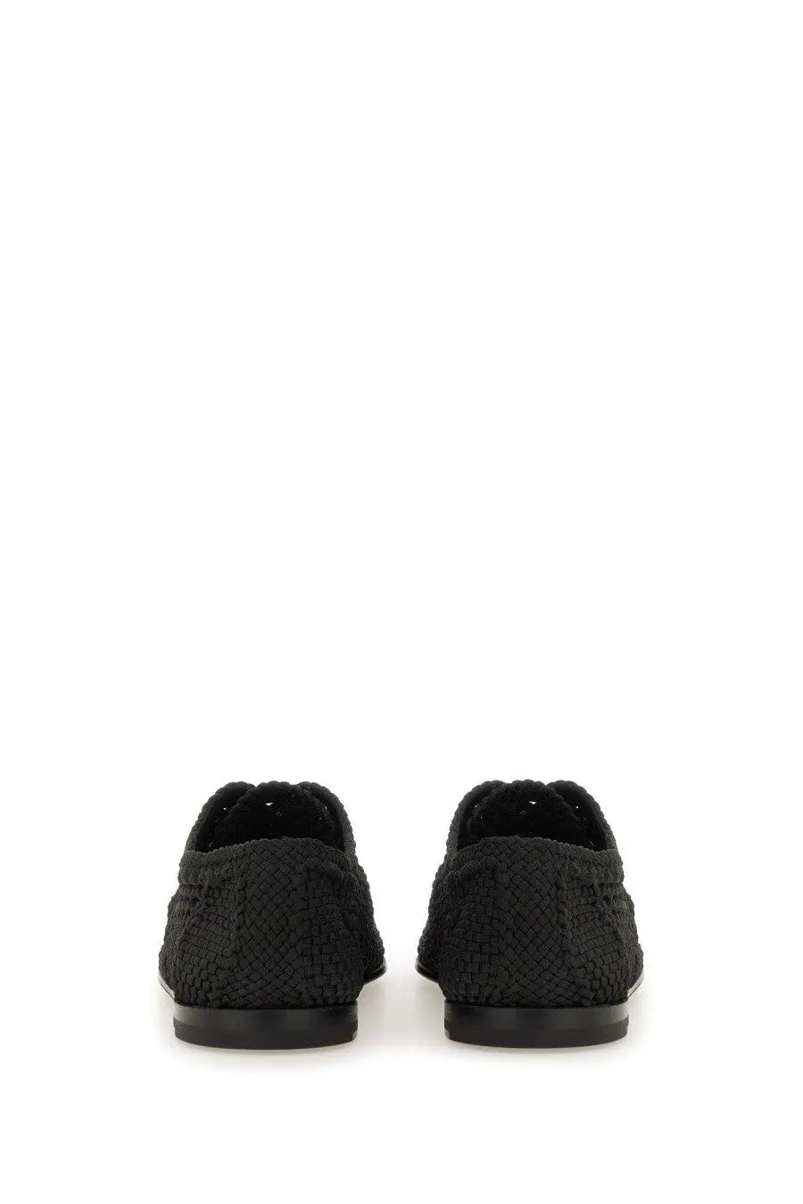 Dolce &amp; Gabbana men’s black woven leather loafers with braided pattern and low-profile soles