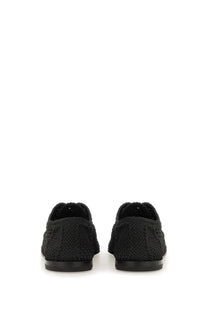 Dolce &amp; Gabbana men’s black woven leather loafers with braided pattern and low-profile soles