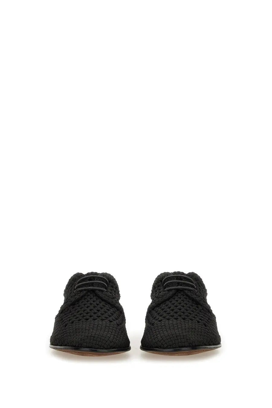 Dolce &amp; Gabbana men’s black woven leather loafers with a textured interlaced pattern and rounded toe