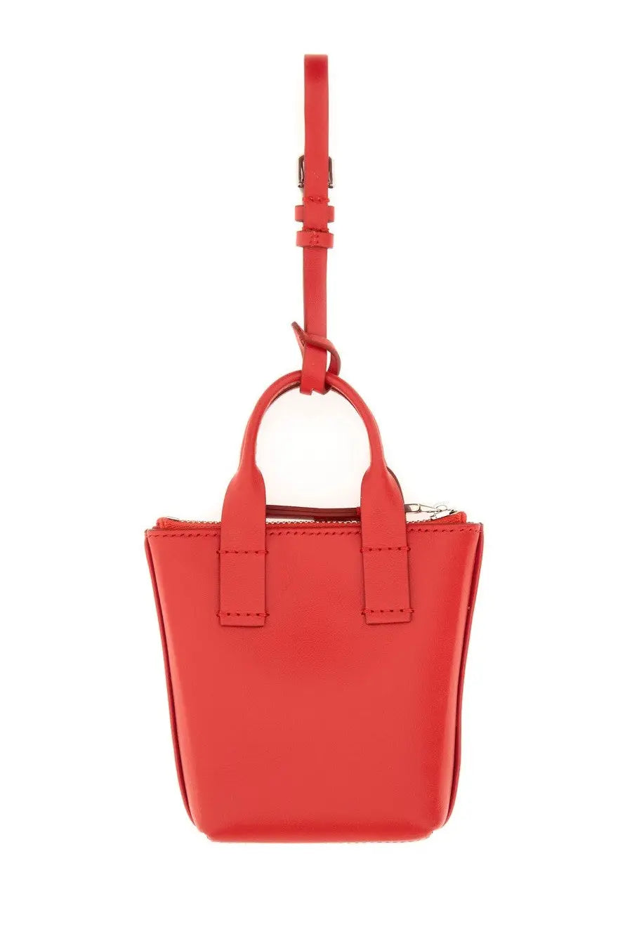 Dolce &amp; Gabbana unisex leather minibag charm red is a vibrant red glossy leather mini tote with structured handles and zipper closure